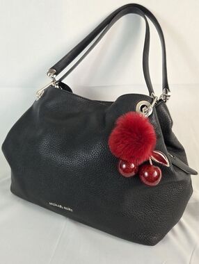 Authentic Michael Kors Raven Black Pebbled Leather Shoulder Bag